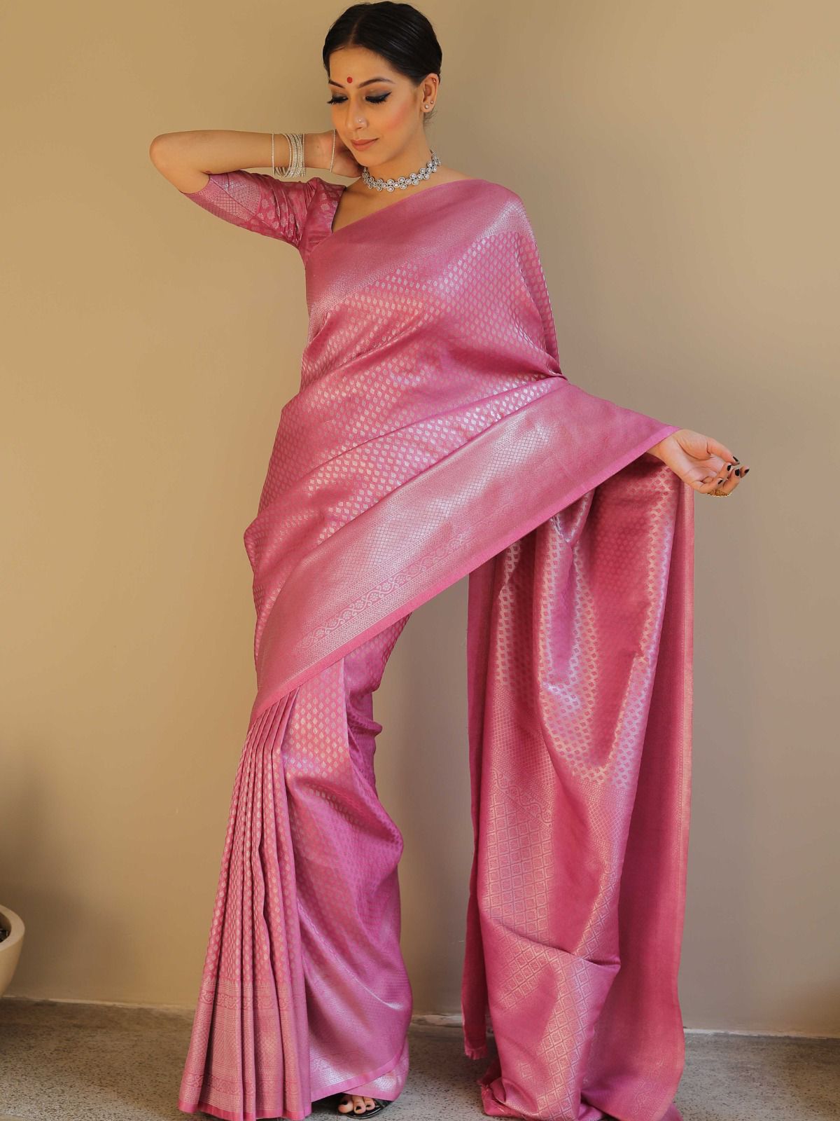 Pink Arya By Aab Soft Lichi Silk Party Wear Saree Orders In India